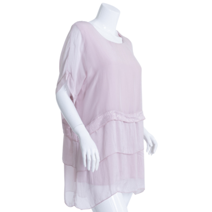 Tiered Silk Top - Rosa Pink