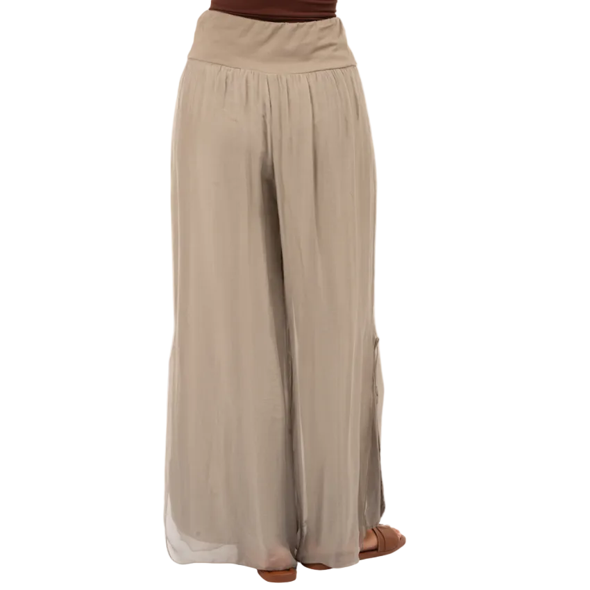 Italian Silk Pants - Fango