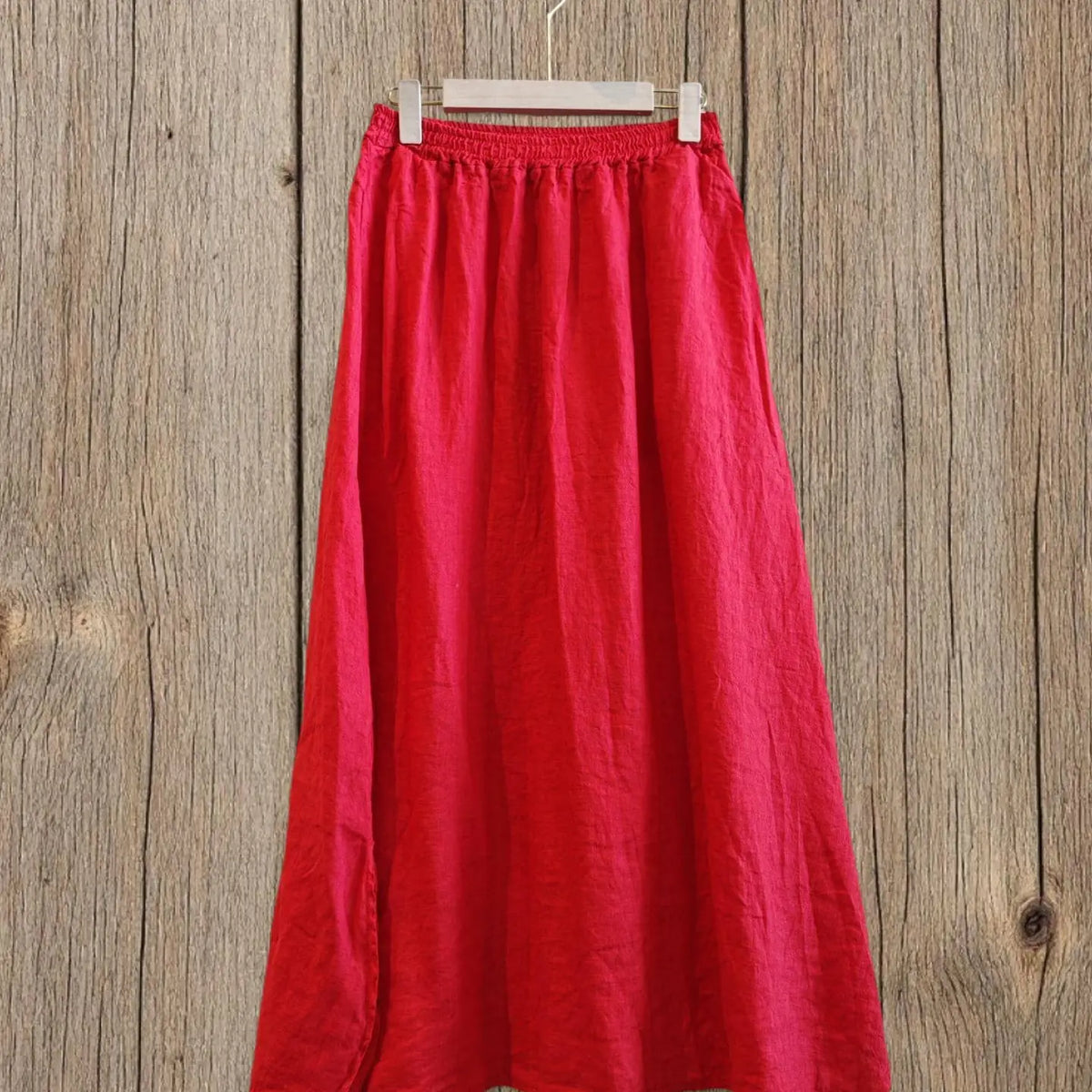 Linen Maxi Skirt - Red