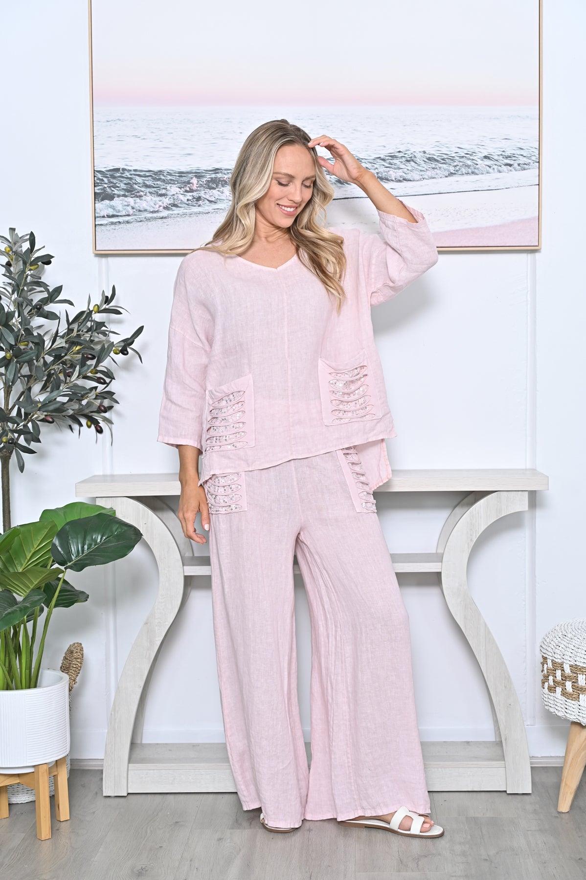 Sequin Detail Top - Blush Pink