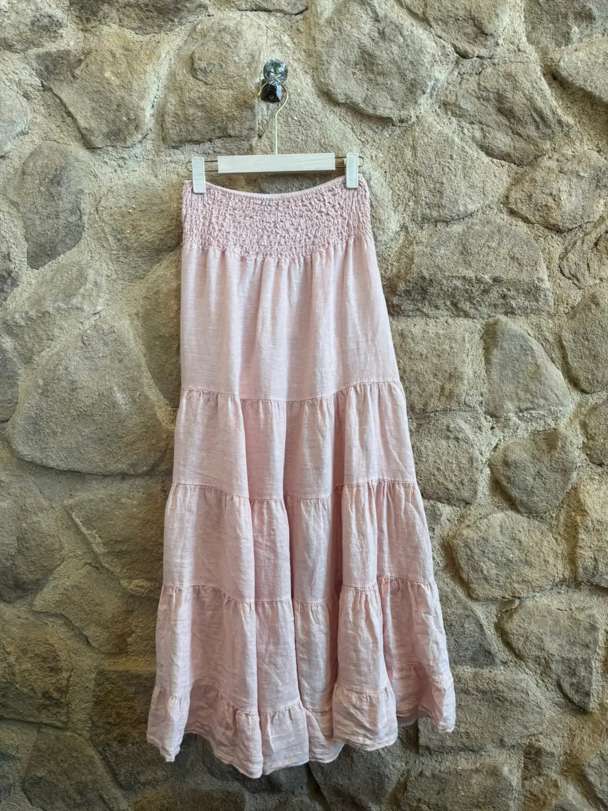Tiered Maxi Skirt - Rose Pink