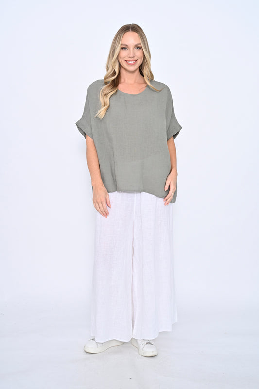 Basic Linen Top - Khaki