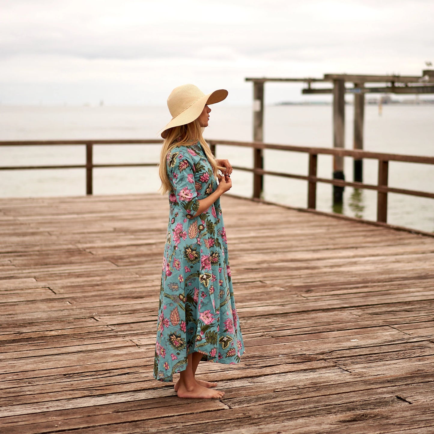 Indian Cotton Dress - Turquoise Oasis