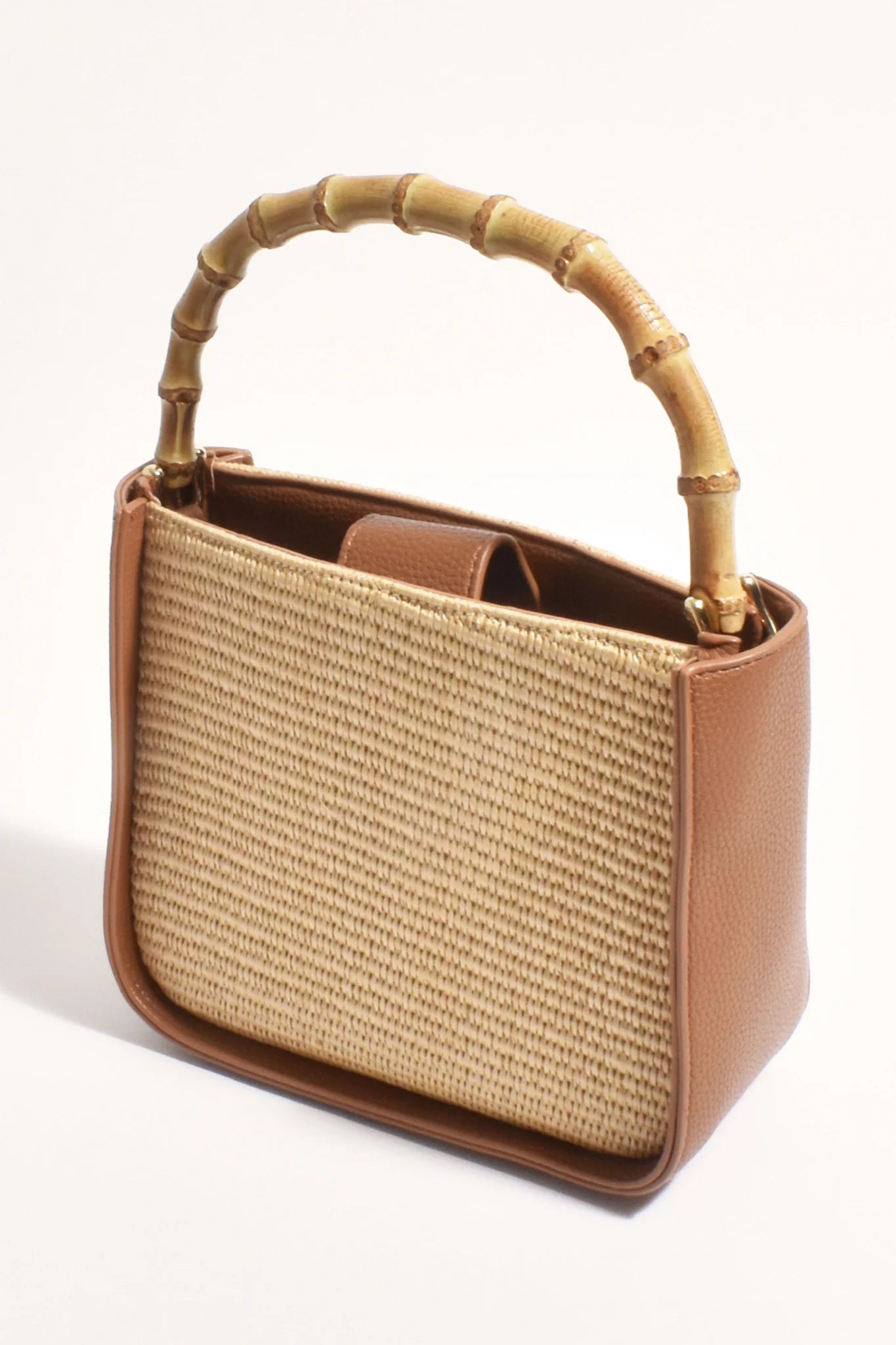 Poppi Bamboo Mini Handbag - Tan/Natural