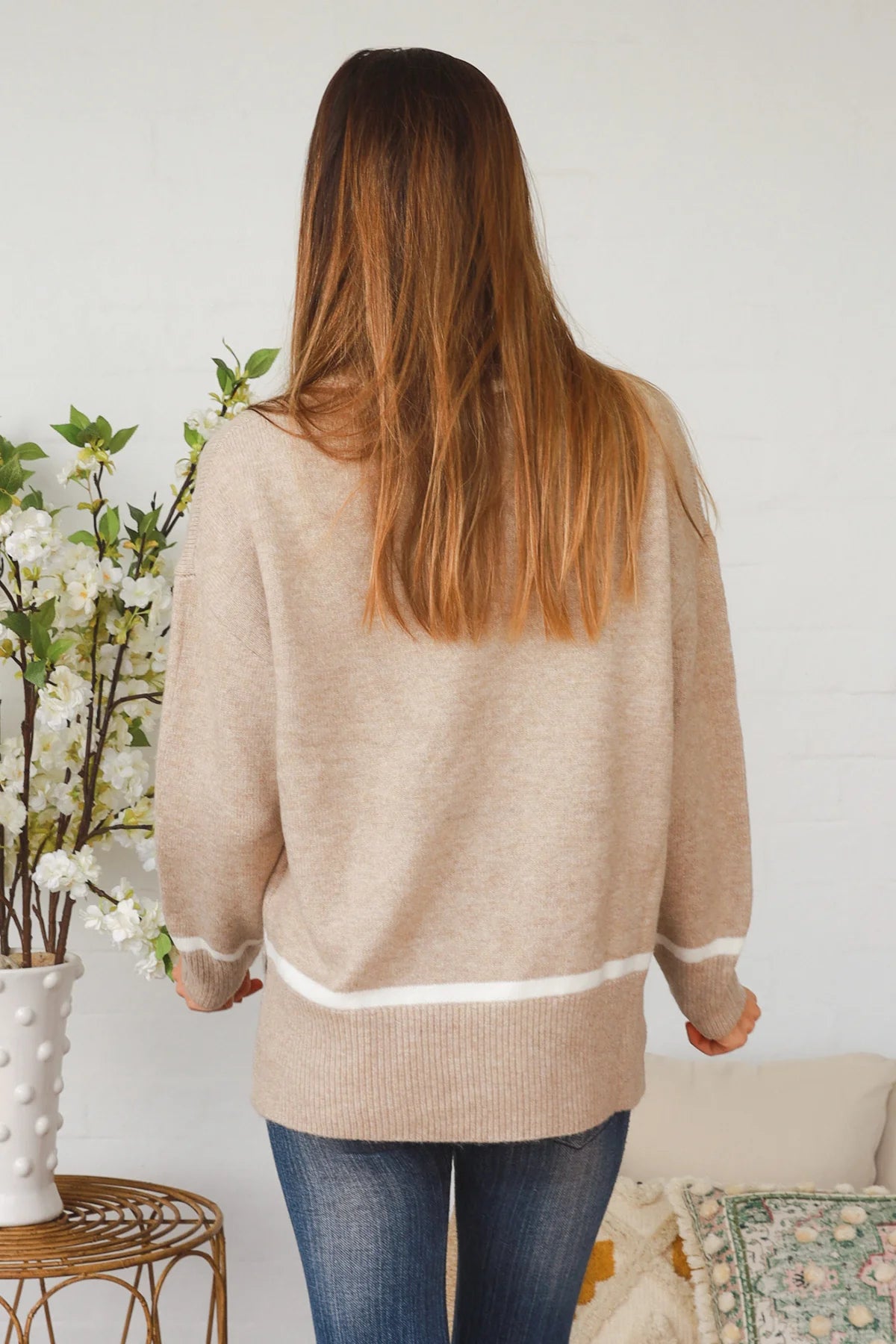 Isabella Jumper - Beige & White