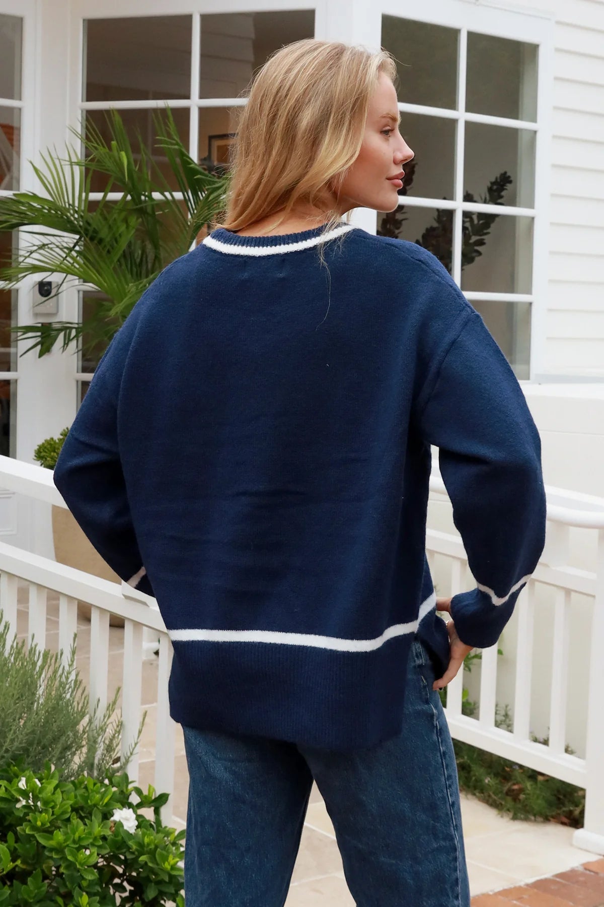 Isabella Jumper - Navy & White