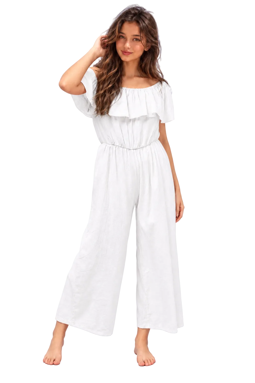 Peplum Jumpsuit - White