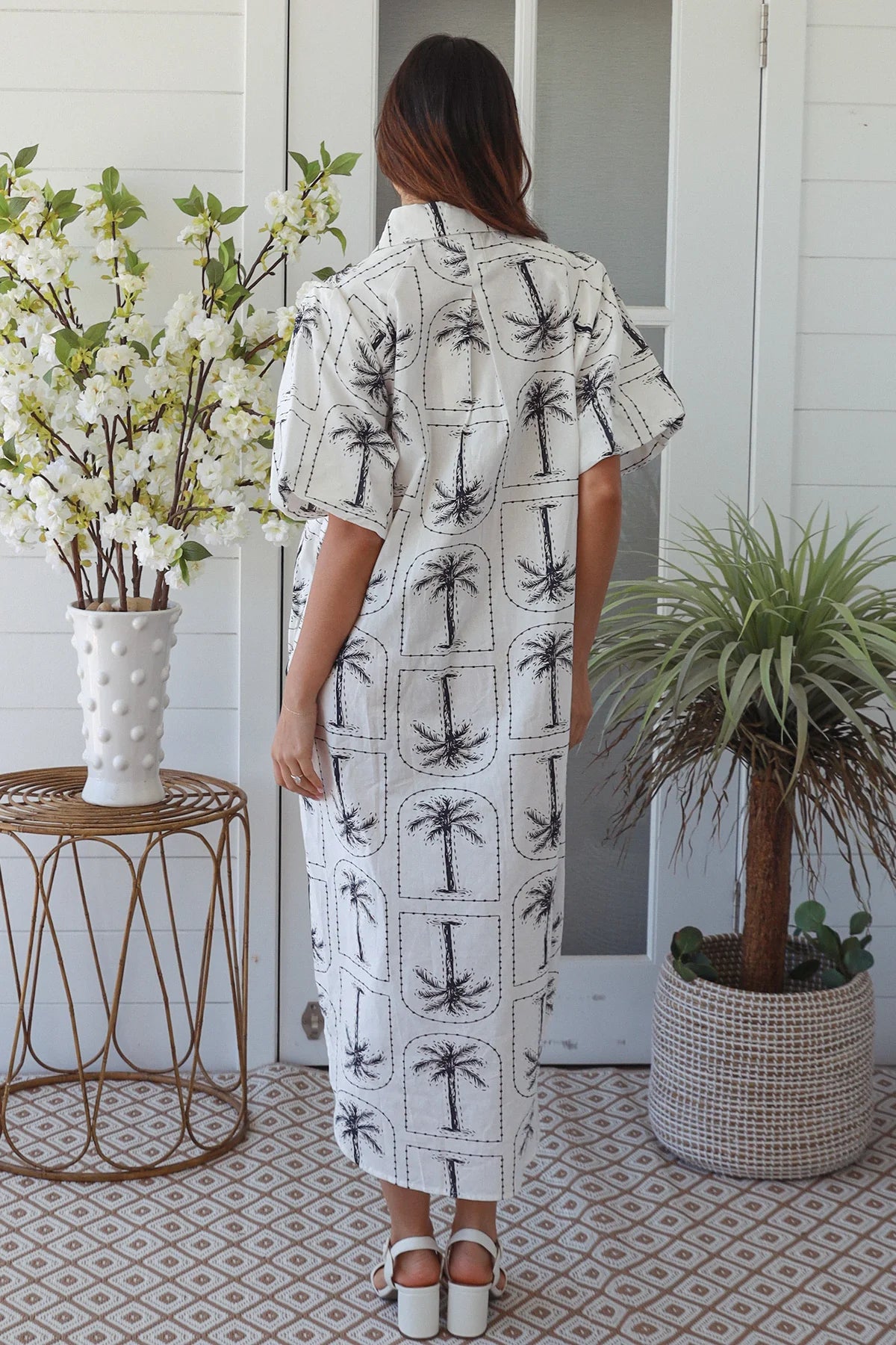 Bungalow Palm Dress - Navy