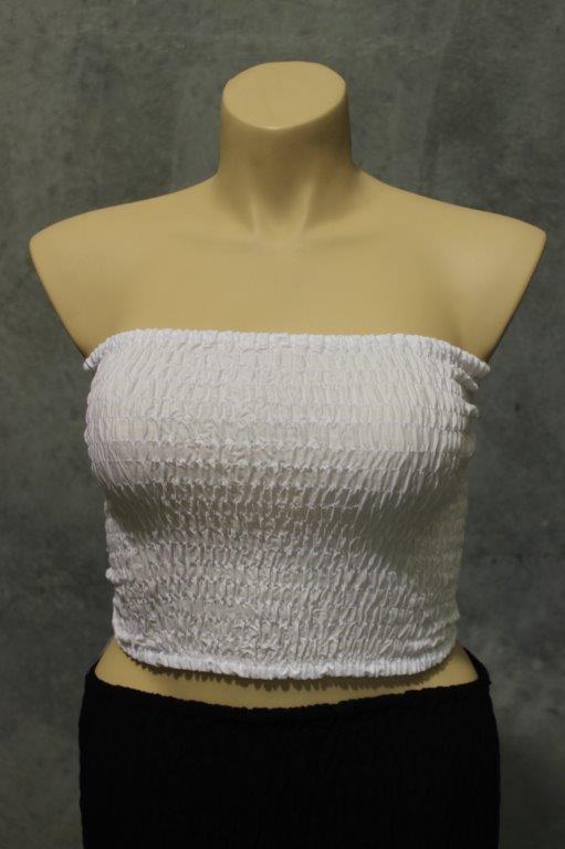 Shirred Rayon Boob Tube - White
