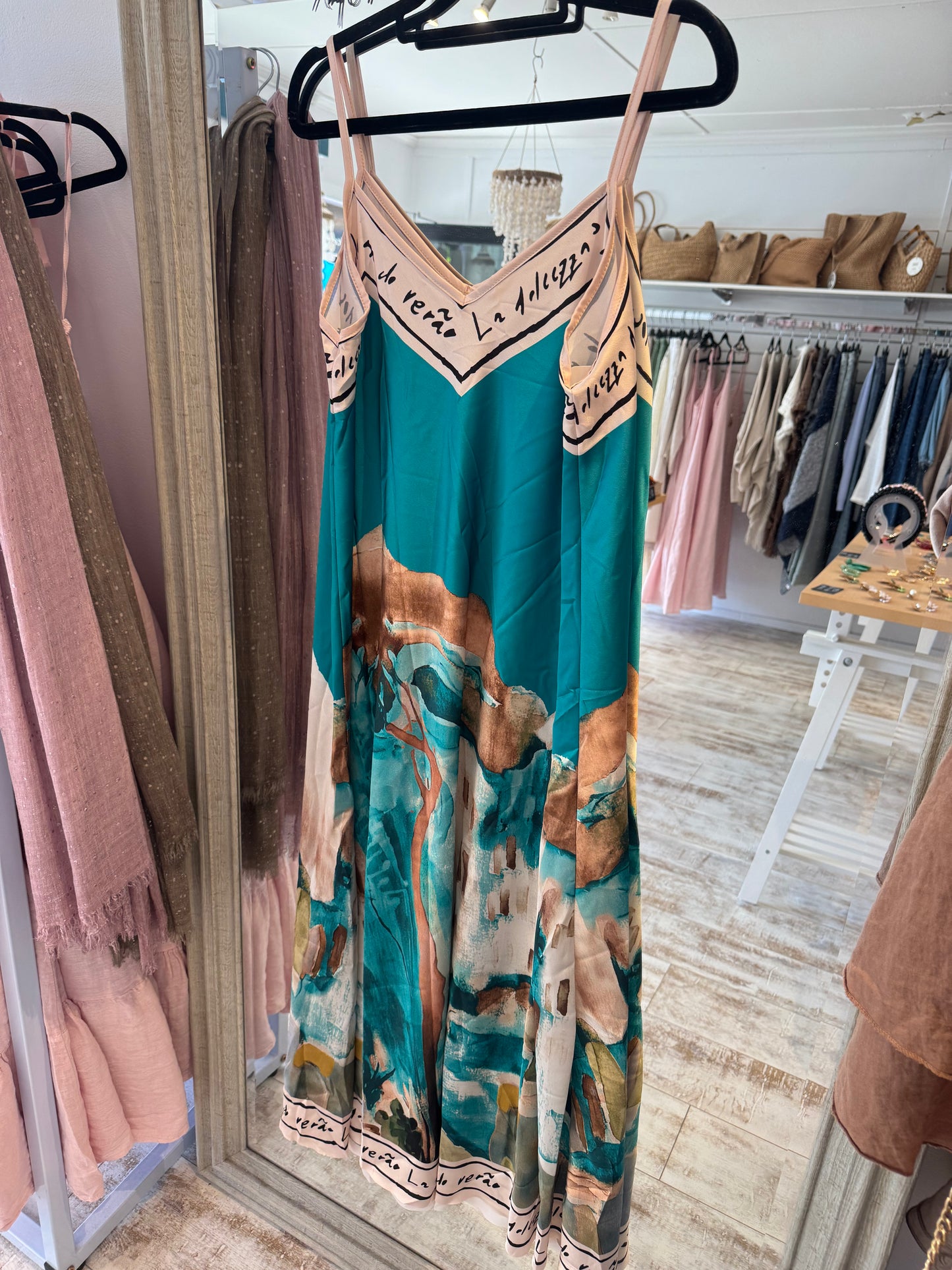 Watercolour Maxi Dress - Teal