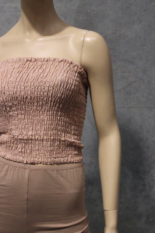 Shirred Rayon Boob Tube - Mocha