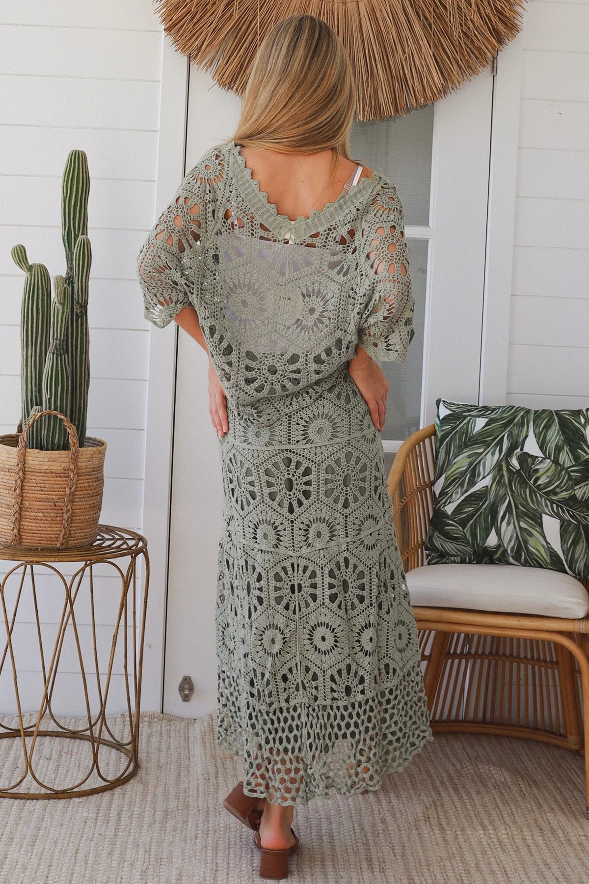 Crochet Maxi Skirt - Khaki