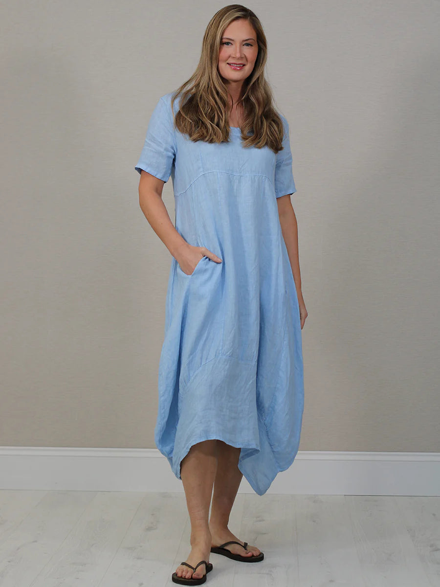 Square Neck Dress - Sky Blue