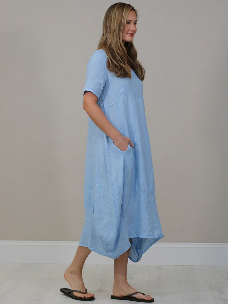 Square Neck Dress - Sky Blue