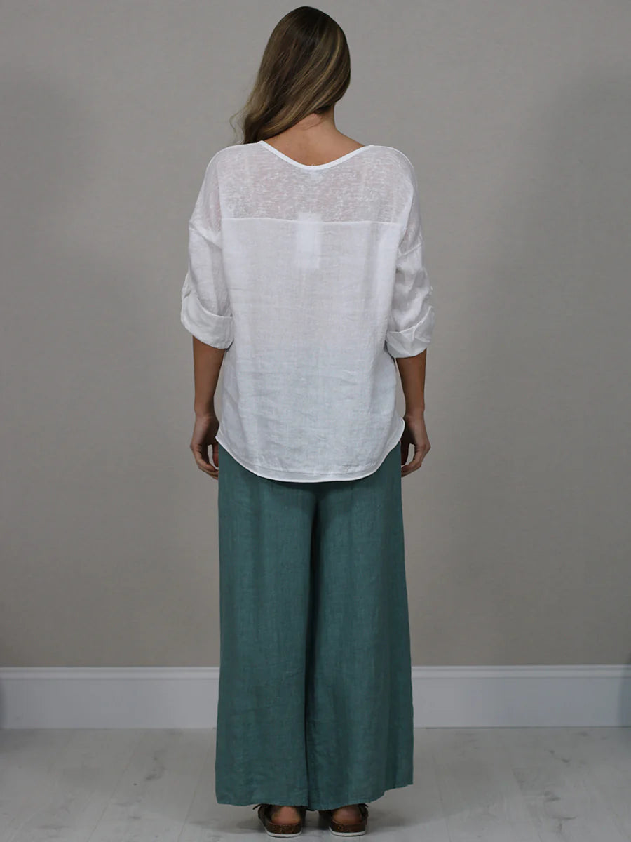 Acid Wash Long Sleeve Top - White