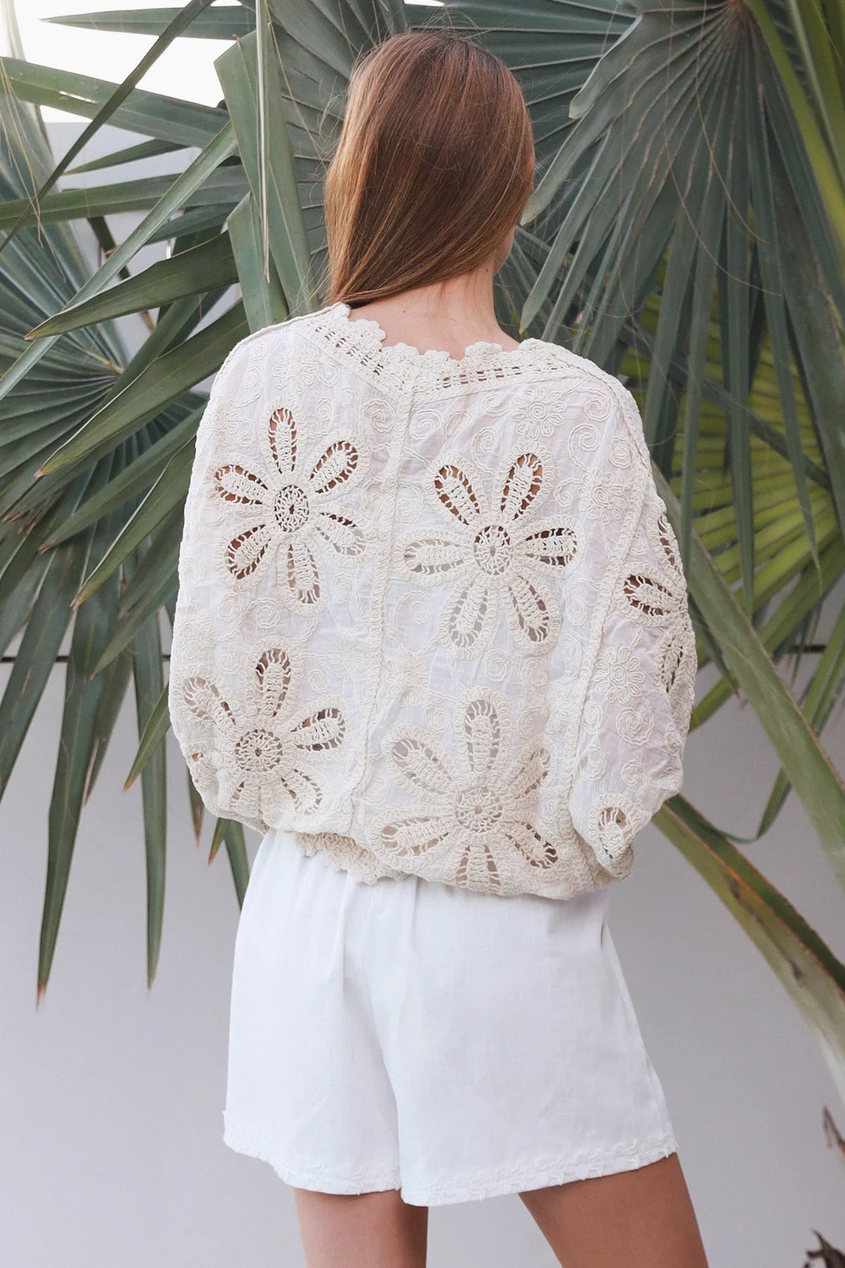 Flower Button Blouse - Cream