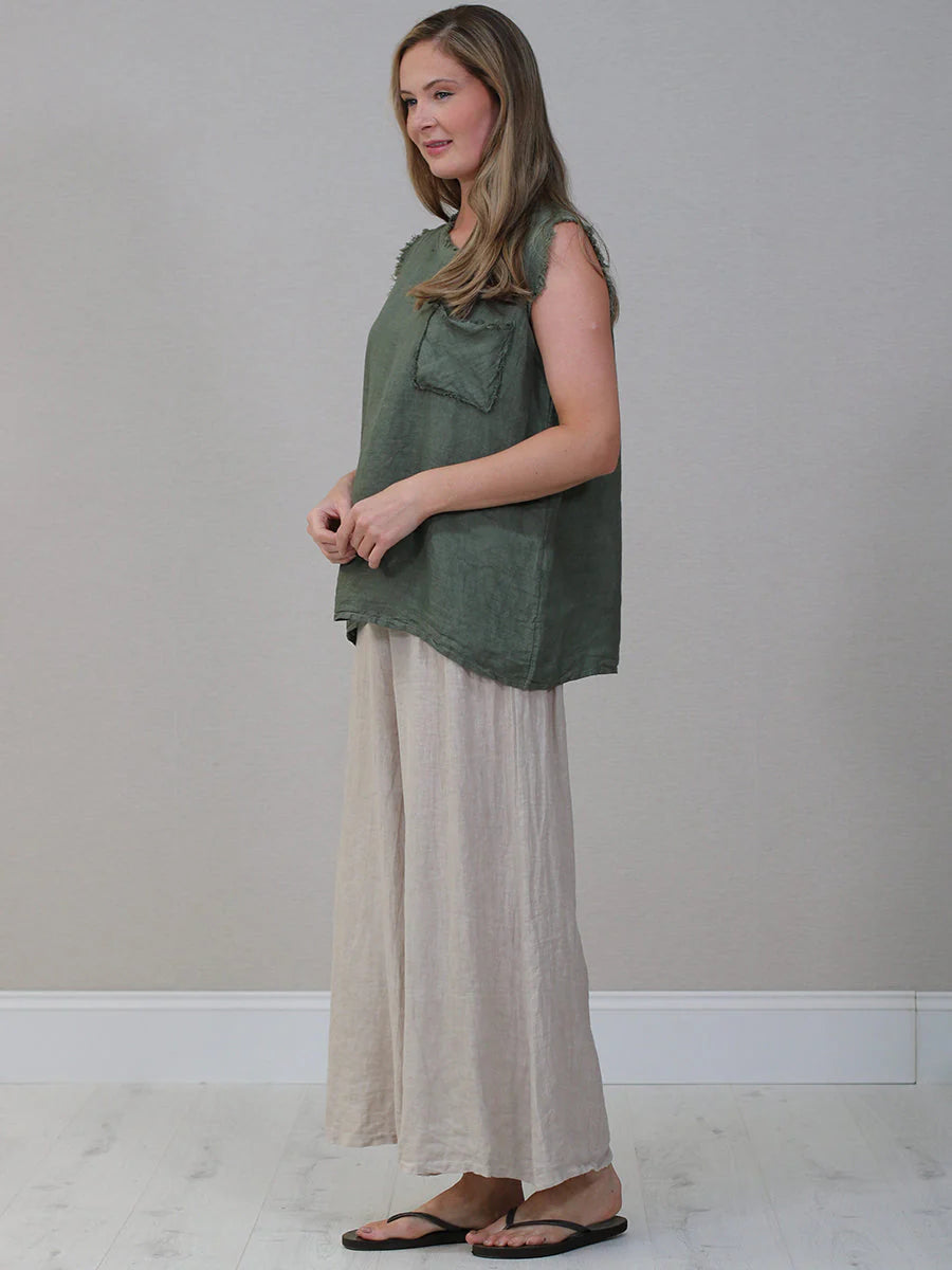Raw Edge Top - Khaki