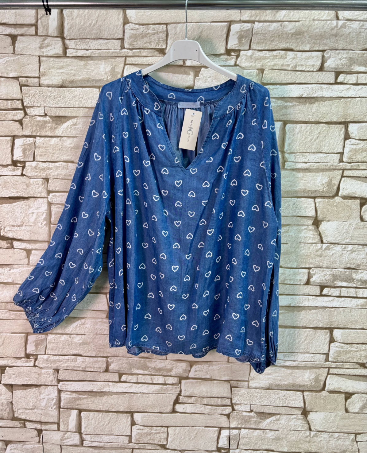 Denim Heart Shirt - Navy Blue