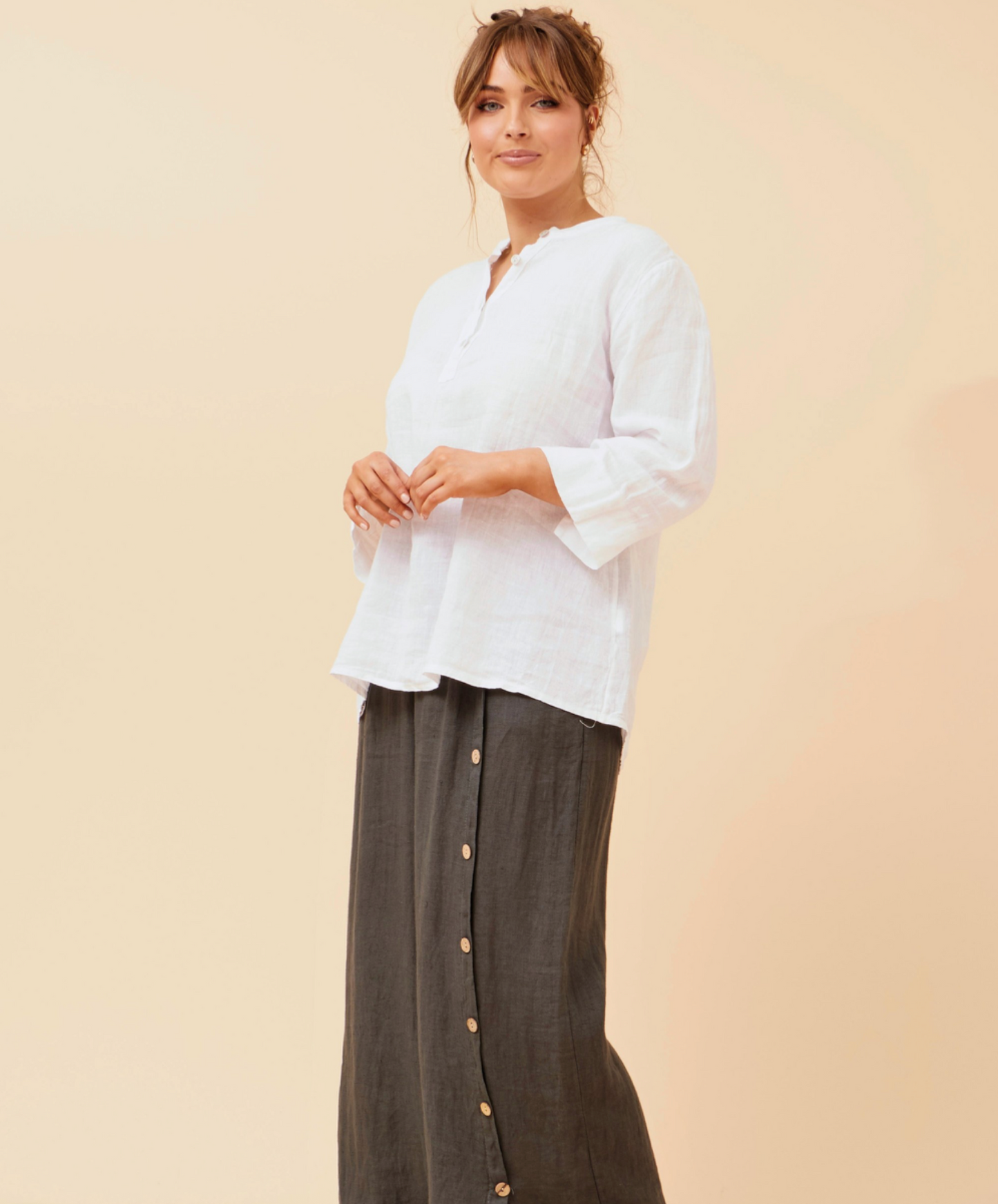 Nevaeh Linen Top - White