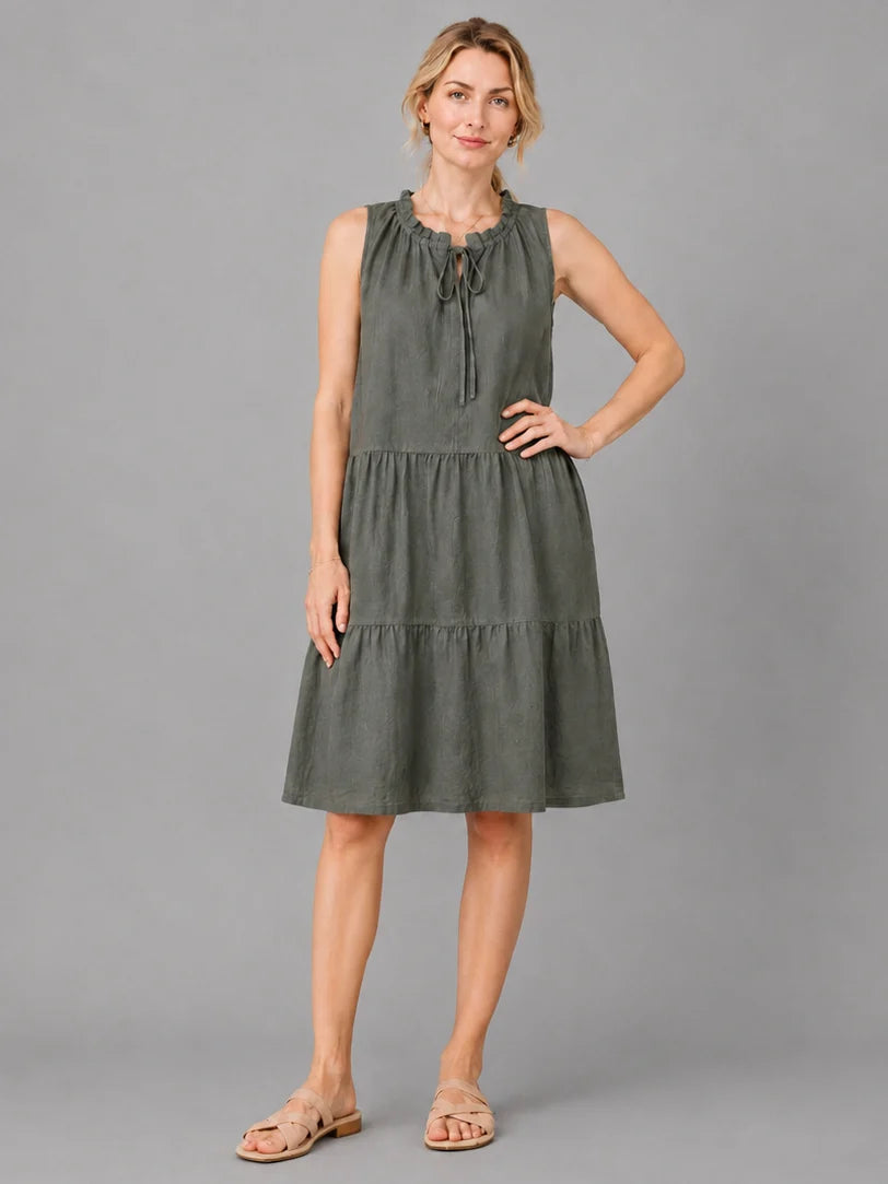 Tiered Midi Dress - Khaki