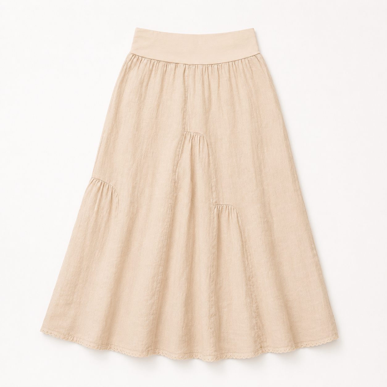 Linen Maxi Skirt - Beige