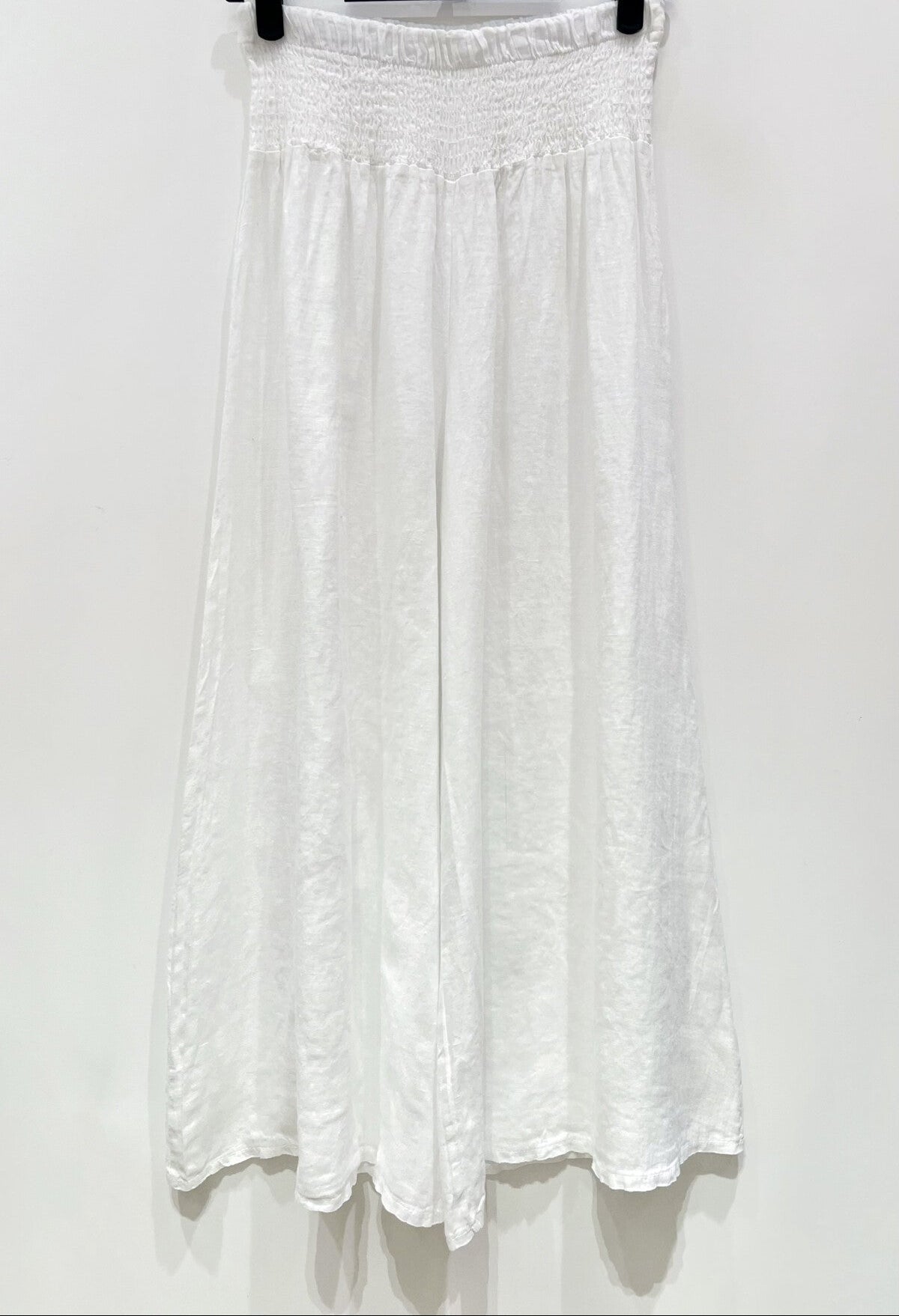 Wide Leg Linen Pants - White