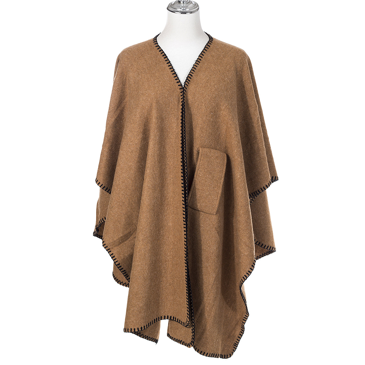 Blanket Stitch Cape - Caramel