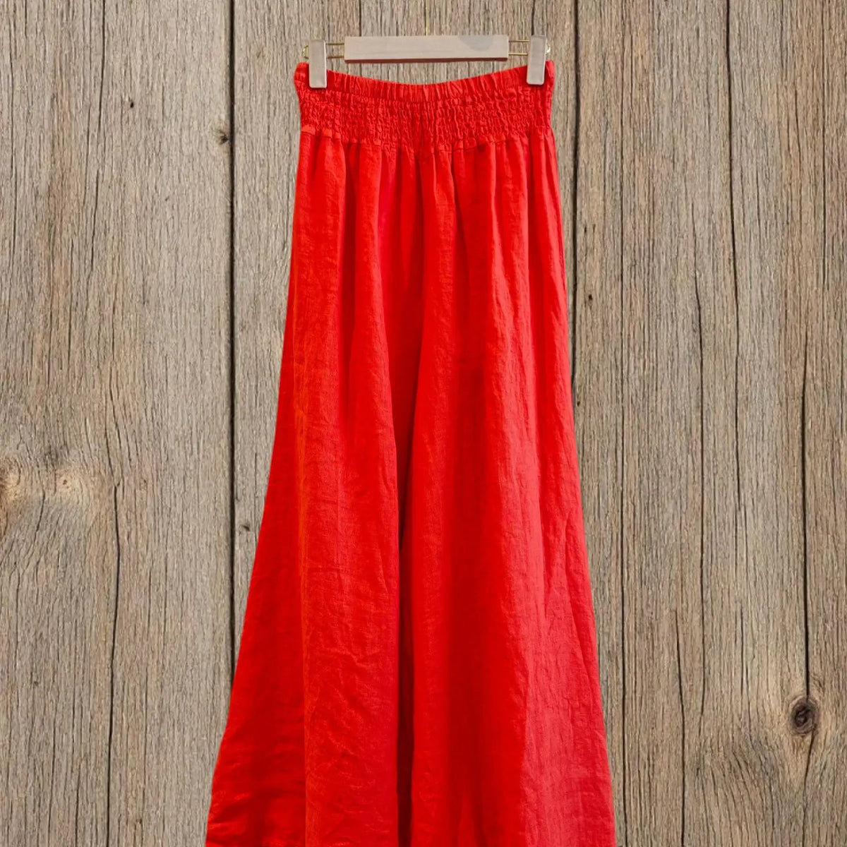 Wide Leg Linen Pants - Bright Orange