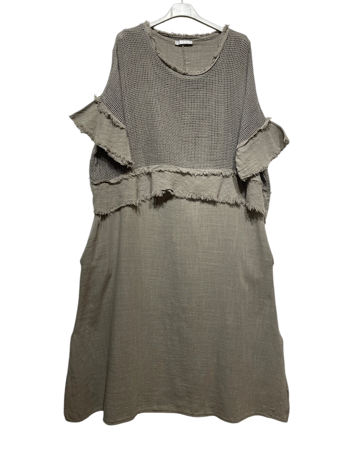 Layered Net Dress - Taupe