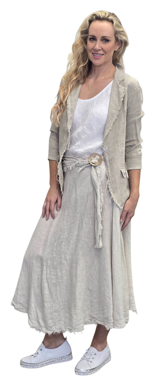 Felicity Linen Skirt - Sand