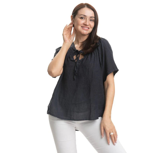 Tia Tie Top - Navy
