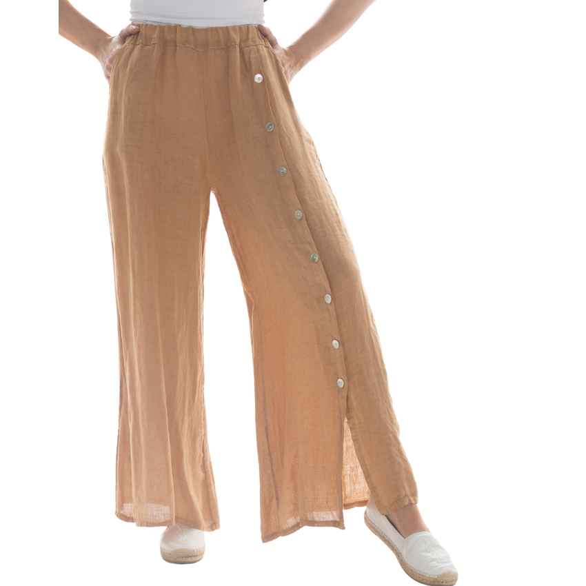Button Leg Pants - Camel