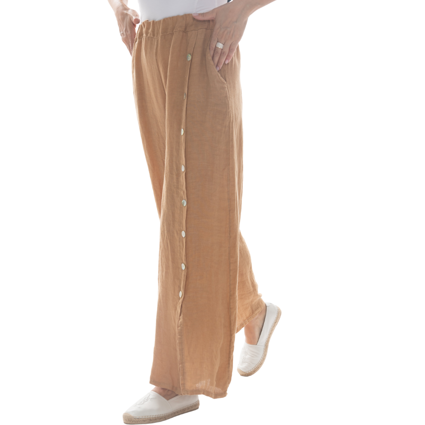 Button Leg Pants - Camel