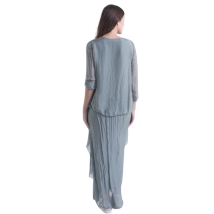 Italian Silk Dress - Sage