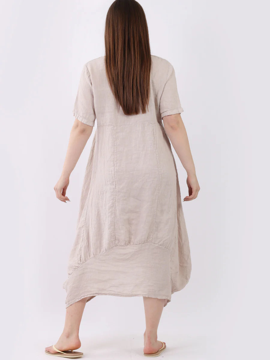 Square Neck Dress - Beige