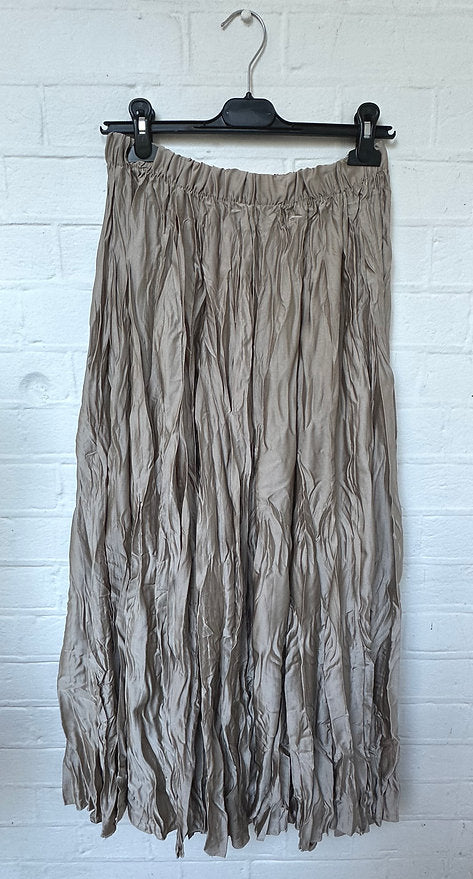Crushed Satin Skirt - Taupe