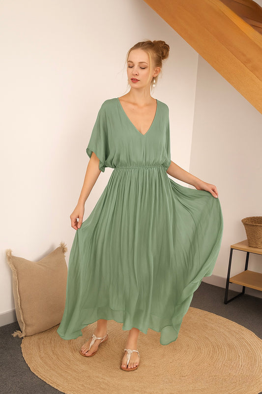 Silk Dress - Sage
