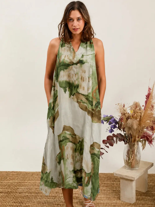 Vila Linen Dress - Green