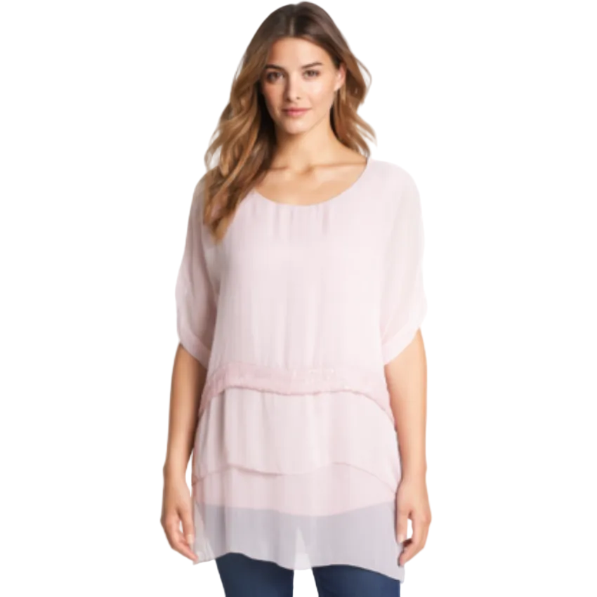 Tiered Silk Top - Rosa Pink