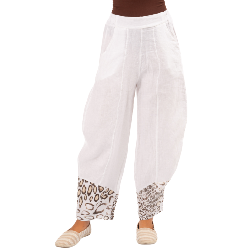 Cheetah Cuff Pants - White