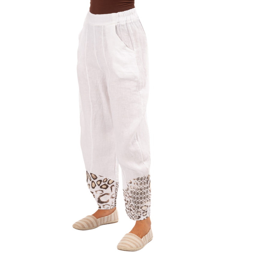 Cheetah Cuff Pants - White