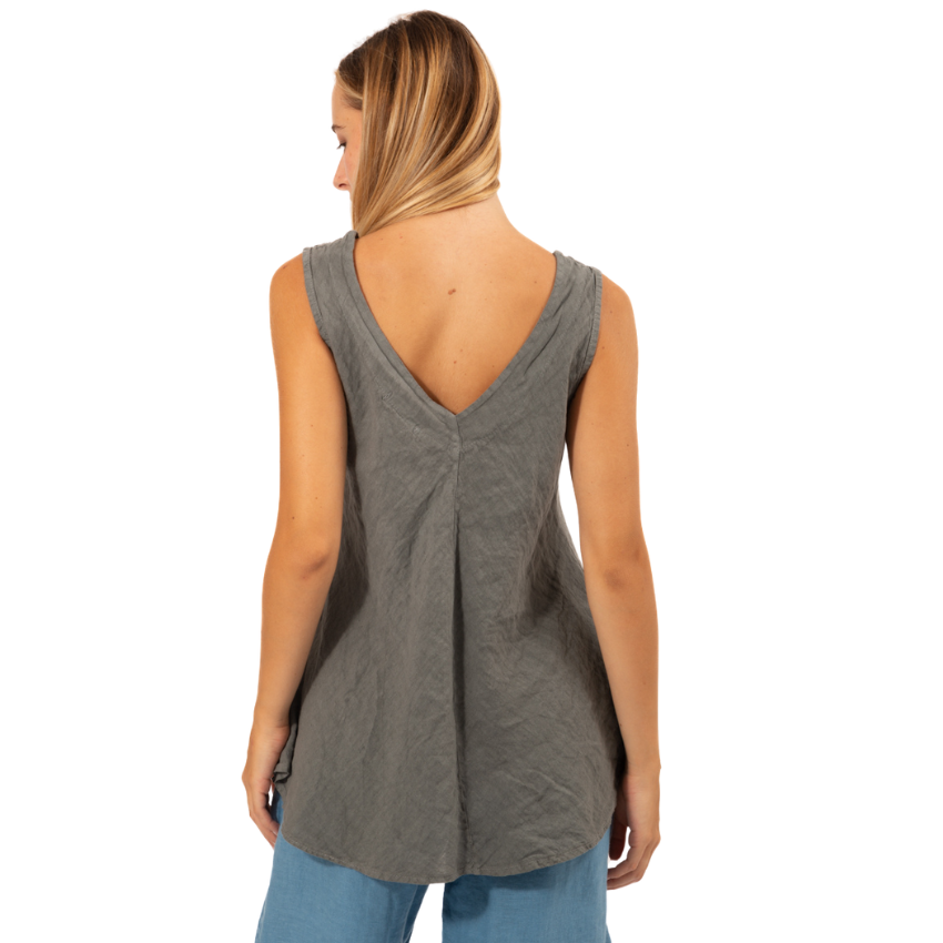 Linen Singlet - Grey