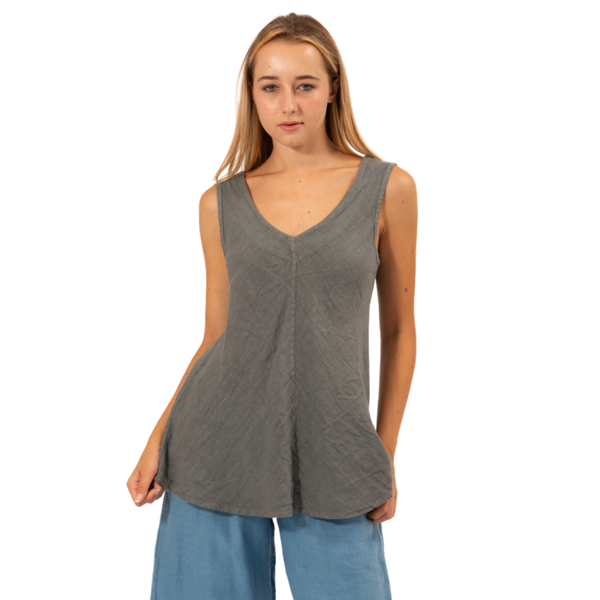 Linen Singlet - Grey