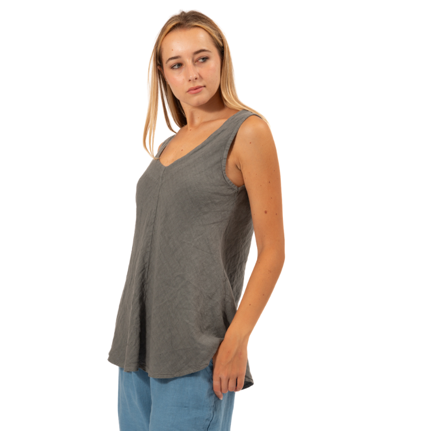 Linen Singlet - Grey