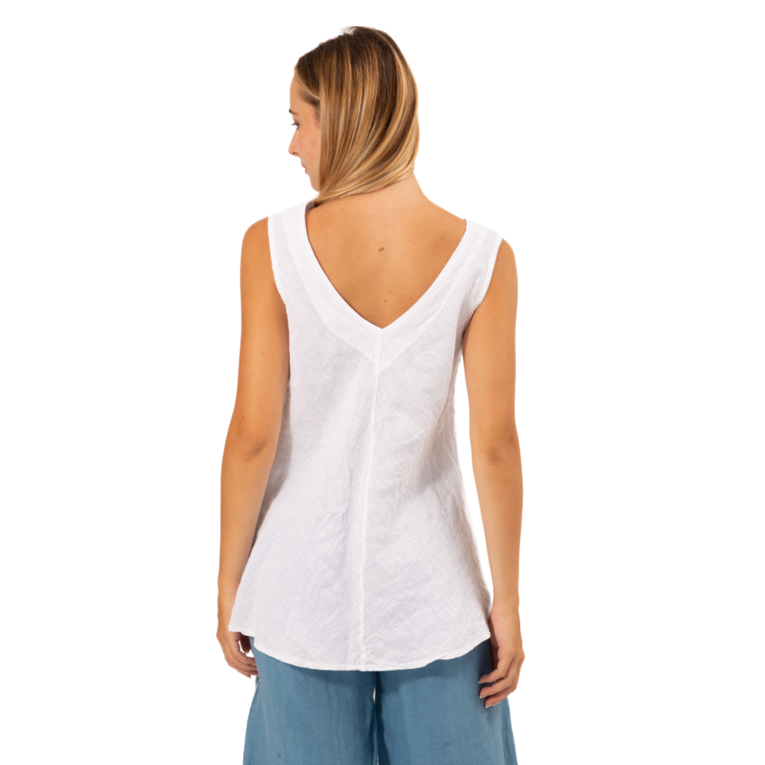 Linen Singlet - White