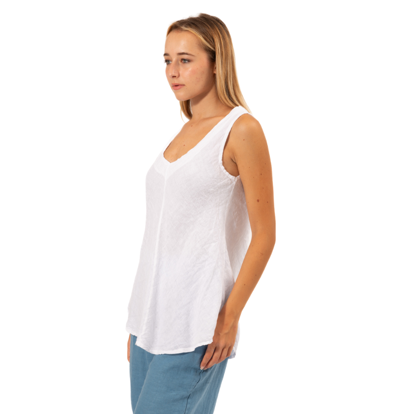 Linen Singlet - White