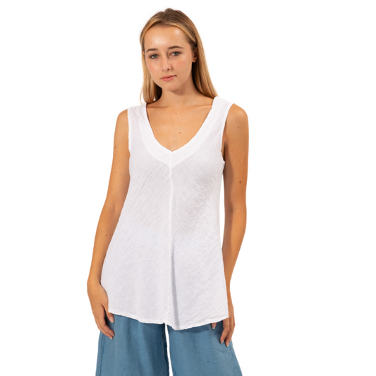 Linen Singlet - White