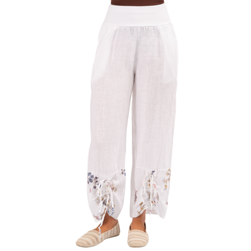 Blossom Cuff Pants - White