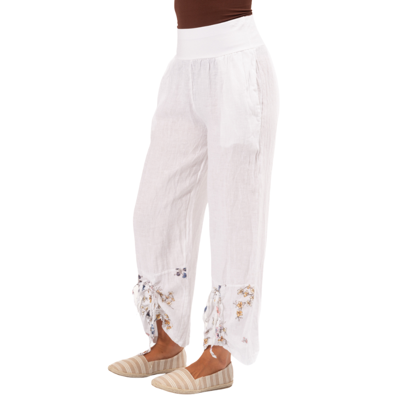 Blossom Cuff Pants - White