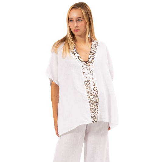 Cheetah Panel Top - White